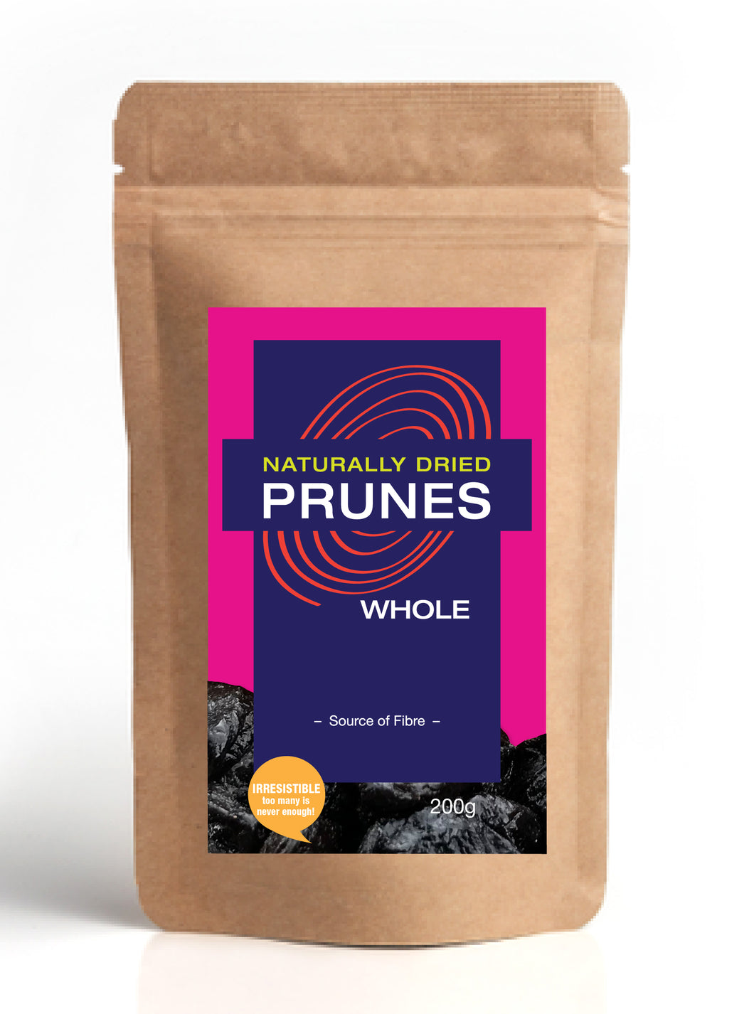 Naturally Dried Whole Prunes - 200g