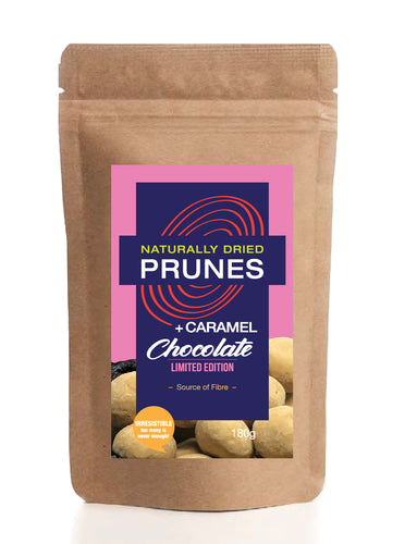 Naturally Dried Prunes + Caramel Chocolate LIMITED STOCK